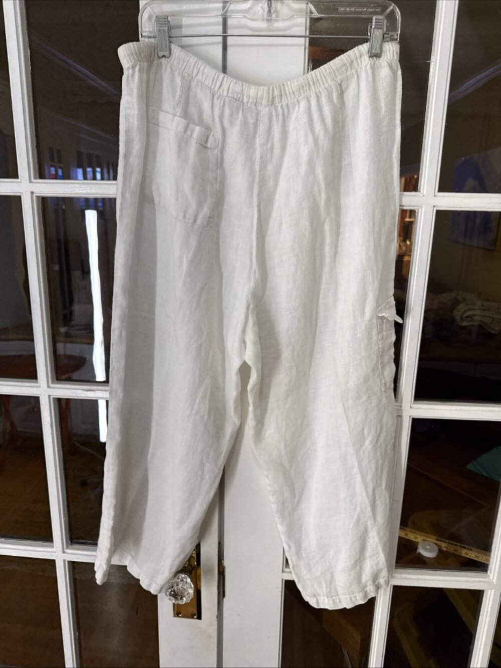Chicos Women 100% Linen Wide Leg Cropped Pants RELAXED FIT Sz 3 XL Cargo Pull On - Picture 6 of 10